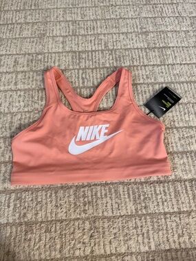 Nike Coral Sports Bra with White Logo